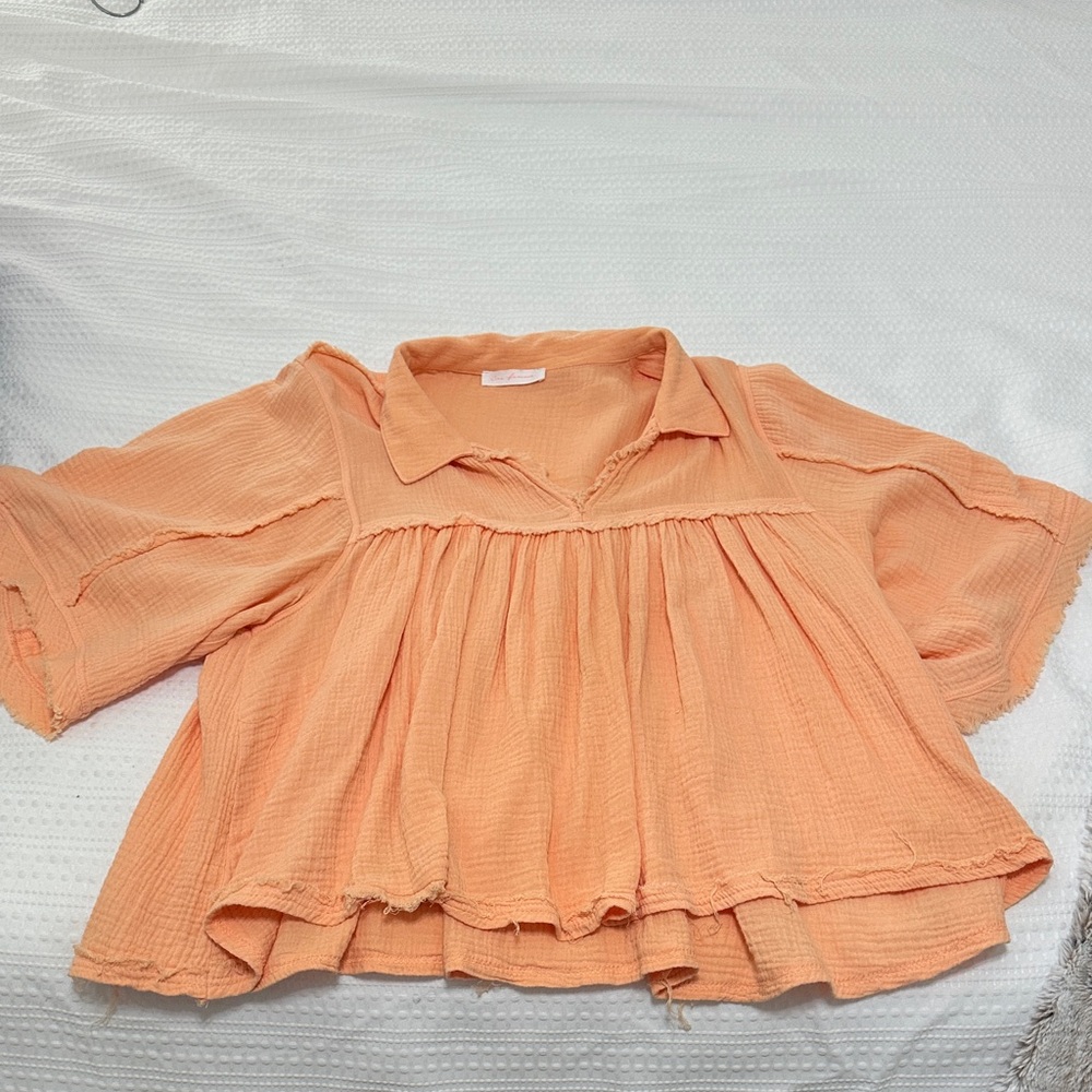 Ces Femme Peach Gauze Babydoll Blouse